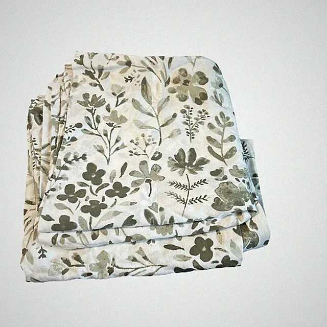 2 Boll & Branch King Size Signature Fabric Green & White Floral Pattern
