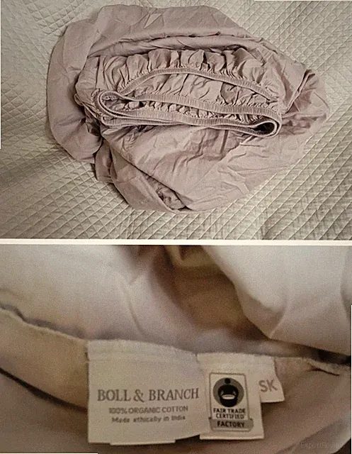 Boll and Branch Twin Fitted Sheet Dark Beige Organic Cotton