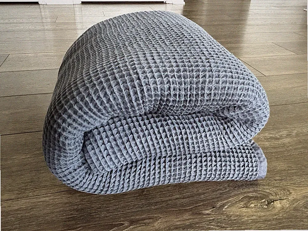 Boll and Branch Waffle Blanket Full/Queen 100% Organic Cotton Dark Blue