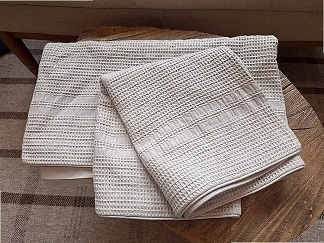Boll And Branch Waffle Dobby Stripe King Pillow Case Set Shams Mist Gray Cotton