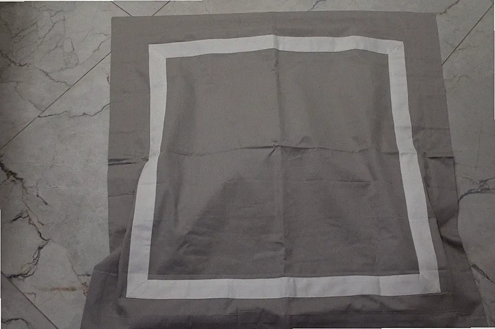 BOLL & BRANCH 100% Cotton gray with white Band Euro Shams (2)