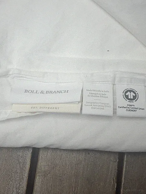 Boll & Branch King Flat Sheet White 100% Organic Cotton Satin 108x106” EUC