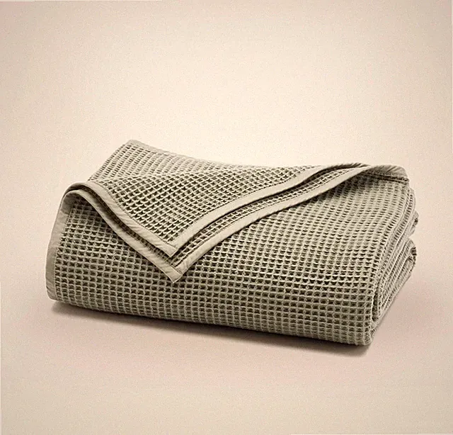 BOLL & BRANCH KING Organic Waffle Bed Blanket green