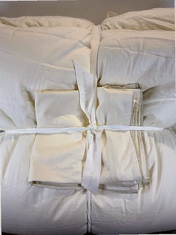 Boll & Branch King Signature Fabric Comforter Set Ivory/Oat Organic Cotton