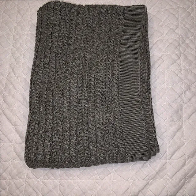 Boll & Branch Knit Throw Blanket In Juniper 48x80 100% Organic Cotton Cozy Soft