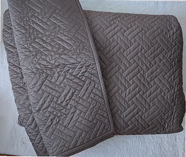 BOLL & BRANCH NEW ORGANIC COTTON KING / CALIF KING QUILT + SHAM SET $459 ~STONE