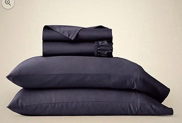 Boll & Branch Percale Hemmed Sheet Set Coastal Navy Queen 4 Piece