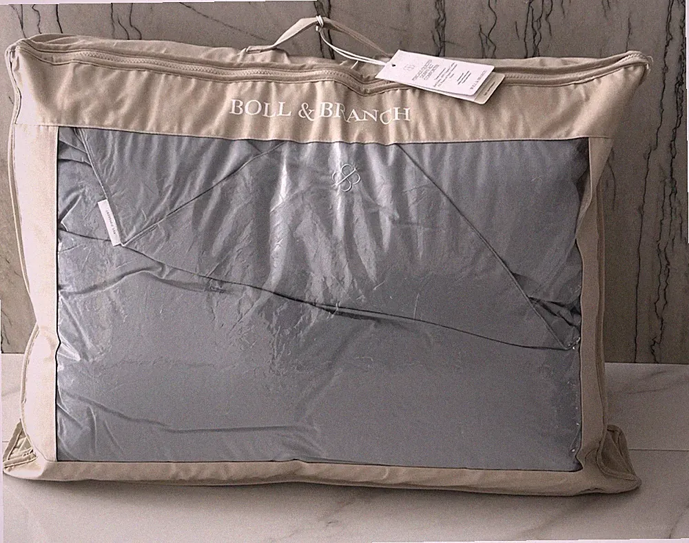 Boll & Branch Percale Quilted Down Alt Comforter King Bluestone Organic Cotton