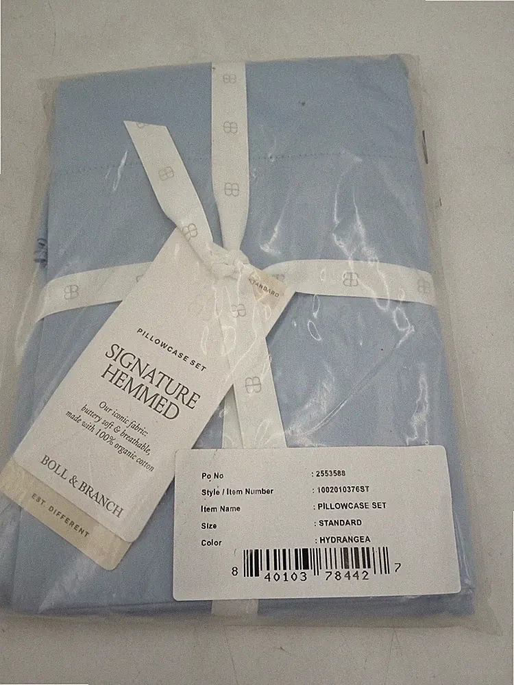 Boll & Branch Pillowcases Standard 20x26 Signature Hemmed Set Of 2 Blue Adults