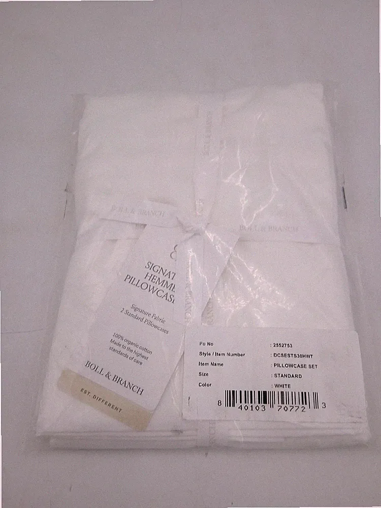 Boll & Branch Pillowcases Standard 20x26 Signature Hemmed Set of 2 White