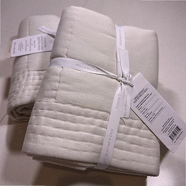 Boll & Branch Set Of 2 Cream Signature Quilted King Shams New! $158