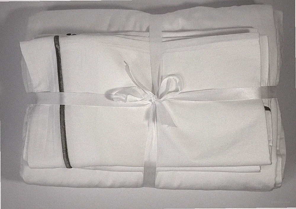 Boll & Branch Signature Embellished Duvet Cover Set K/Cal K – White/Stone