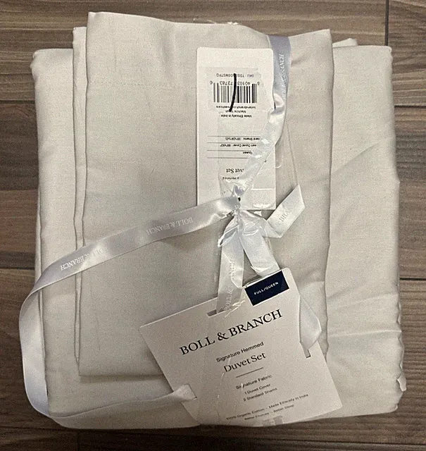 BOLL & BRANCH Signature Hemmed Duvet Cover & Shams Full/Queen - Mist