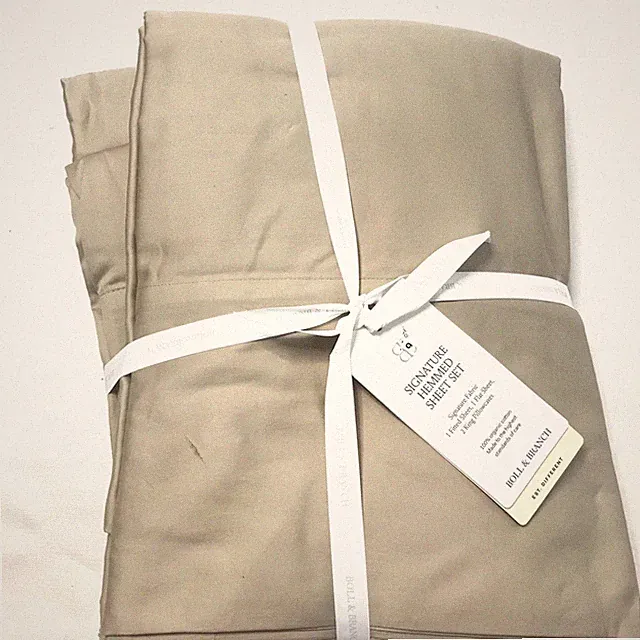 Boll & Branch Signature Hemmed Sheet Set King Beige 100% Organic Cotton New READ