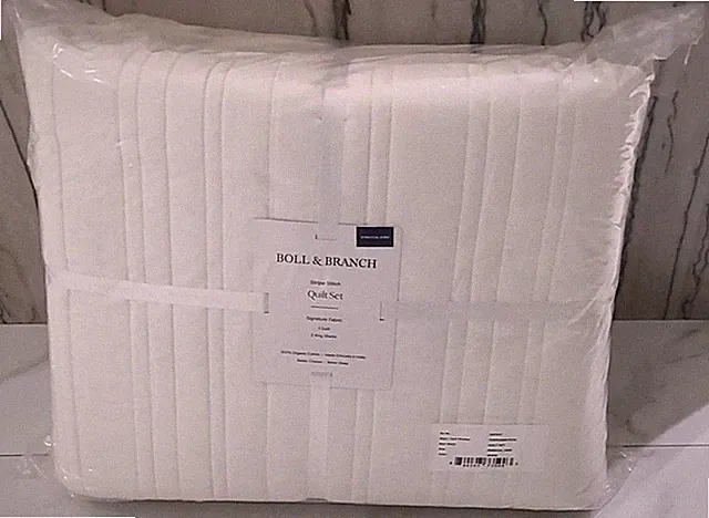 Boll & Branch Signature Stripe Quilt Set King/Cal King White