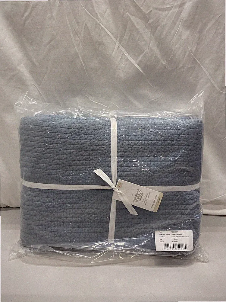 Boll & Branch Signature Textured Stitch Quilt Blanket Full/Queen Bluestone