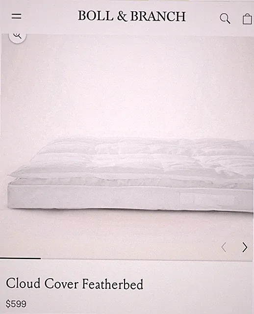 New Boll & Branch Down Cloud Cover Featherbed Full Sized