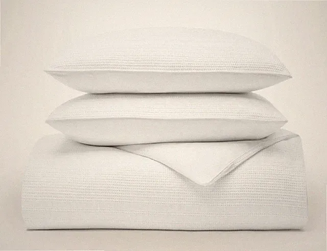 NWOT $389 BOLL & BRANCH Waffle Duvet SET King/Cal K White